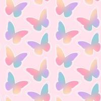 Y2k gradient seamless pattern with butterflies. Abstract geometric shape in trendy retro style. vector