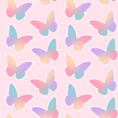 Y2k gradient seamless pattern with butterflies. Abstract geometric shape in trendy retro style.