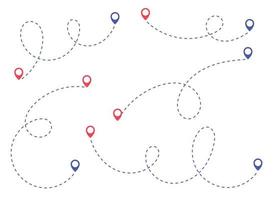 Route icon between two points with dotted path and location pin vector