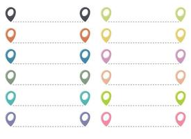 Route icon with pointer pin and dotted path vector set