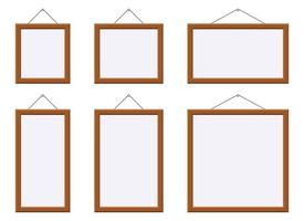 Wooden picture frame vector illustration isolated on white