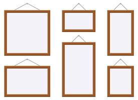 Wooden picture frame vector illustration isolated on white