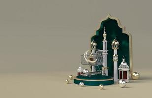 Ramadan kareem 3d podium stage islamic holiday eid celebration render photo