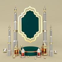 Ramadan kareem 3d podium stage islamic holiday eid celebration render photo