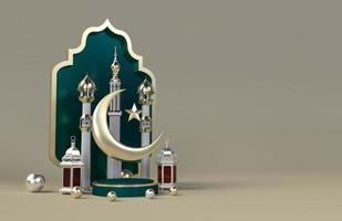 Ramadan kareem 3d podium stage islamic holiday eid celebration render photo