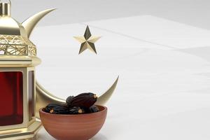 Ramadan kareem 3d lantern dates fruit islamic holiday eid celebration render photo