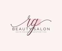 Initial RG feminine logo collections template. handwriting logo of initial signature, wedding, fashion, jewerly, boutique, floral and botanical with creative template for any company or business. vector