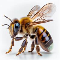 Honey bee isolated on white background, side view - Image photo