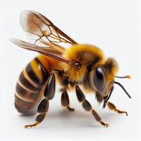 Honey bee isolated on white background, side view - Image photo