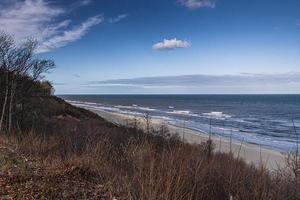 calm landscape of the beach on the Polish Baltic Sea on a cloudy February day photo