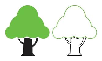 Tree Icon Set Vector Green and Black Design.