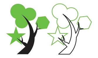 Tree Icon Set Vector Green and Black Design.