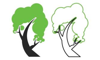Tree Icon Set Vector Green and Black Design.