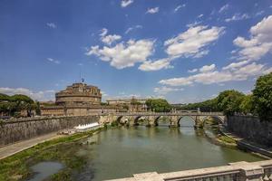 Sant' Angelo Castel and Sant' Angelo Bridge at summer in Rome, Italy photo