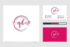 inicial qd femenino logo colecciones y negocio tarjeta modelo prima vector