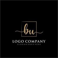 Initial BU feminine logo collections template. handwriting logo of initial signature, wedding, fashion, jewerly, boutique, floral and botanical with creative template for any company or business. vector