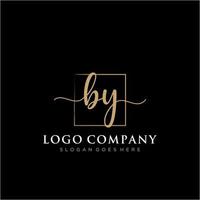 Initial BY feminine logo collections template. handwriting logo of initial signature, wedding, fashion, jewerly, boutique, floral and botanical with creative template for any company or business. vector