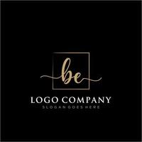 Initial BE feminine logo collections template. handwriting logo of initial signature, wedding, fashion, jewerly, boutique, floral and botanical with creative template for any company or business. vector