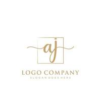 Initial AJ feminine logo collections template. handwriting logo of initial signature, wedding, fashion, jewerly, boutique, floral and botanical with creative template for any company or business. vector