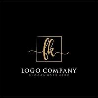 Initial FK feminine logo collections template. handwriting logo of initial signature, wedding, fashion, jewerly, boutique, floral and botanical with creative template for any company or business. vector