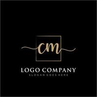 Initial CM feminine logo collections template. handwriting logo of initial signature, wedding, fashion, jewerly, boutique, floral and botanical with creative template for any company or business. vector