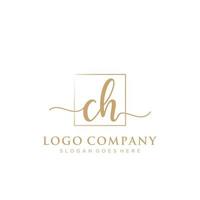 Initial CH feminine logo collections template. handwriting logo of initial signature, wedding, fashion, jewerly, boutique, floral and botanical with creative template for any company or business. vector