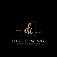 Initial DI feminine logo collections template. handwriting logo of initial signature, wedding, fashion, jewerly, boutique, floral and botanical with creative template for any company or business. vector