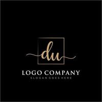 Initial DU feminine logo collections template. handwriting logo of initial signature, wedding, fashion, jewerly, boutique, floral and botanical with creative template for any company or business. vector