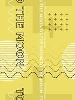 Vector banner, seamless pattern in brutalism style. Abstract shapes, mesh and zigzags, text 'to the moon'.