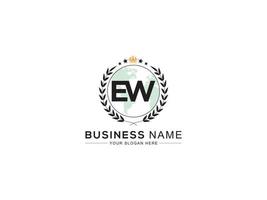 Minimalist Ew Logo Icon, Luxury Crown Circle EW Three Star Letter Logo Design vector