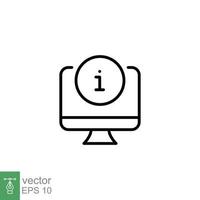 monitor alerta icono. exclamación marca, computadora, tecnología concepto. sencillo contorno estilo. Delgado línea símbolo. vector ilustración aislado en blanco antecedentes. eps 10