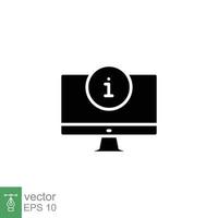 monitor alerta icono. exclamación marca, computadora, tecnología concepto. sencillo sólido estilo. negro silueta, glifo símbolo. vector ilustración aislado en blanco antecedentes. eps 10