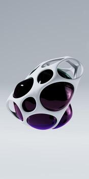Futuristic 3d rendering abstract ball, color gradient spherical glass orb on black, modern graphic design element. photo