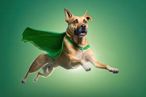 Superpet Dog as superhero with cape background. Created photo