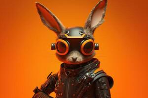 Super Rabbit as superhero background, Easter eggs hunting hero. photo