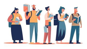 People with books. Reading concept vector