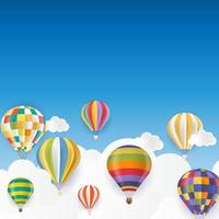 Air balloon in blue sky. Vector Illustration