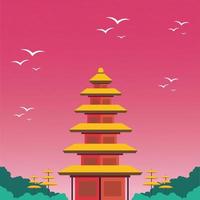 vector illustration of temple for commemorating a day of silence, fasting, and meditation for Hindu Balinese people