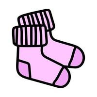 Hand drawn newborn baby socks. Vector illustration.