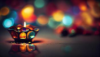 Diwali the triumph of light and kindness Hindu festival of lights celebration Diya oil lamps 24th October photo