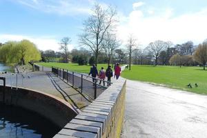 Low Angle View of Local Public Park. The Image Was Captured at Wardown Public Park of Luton Town of England UK During a Cold and Cloudy Evening of 25-March-2023 photo