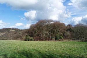 Low Angle View of Local Public Park and Beautiful Trees a Clear and Cold Day of 22-March-2023 at Luton Town of England UK. photo