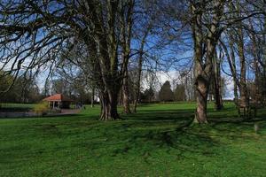 Low Angle View of Local Public Park. The Image Was Captured at Wardown Public Park of Luton Town of England UK During a Cold and Cloudy Evening of 25-March-2023 photo