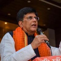 New Delhi, India - March 27 2023 - Piyush Goyal Cabinet Minister and core member of Bharatiya Janata Party - BJP during a rally in support of BJP candidate ahead of MCD local body Elections 2022 photo