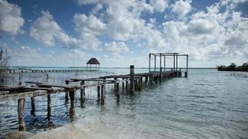 timelapse shot of the beautiful lake bacalar, with crystal clear blue water, quintana roo, mexico video