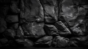 Rough Dark Stone Wall Texture - Black Gray Background photo