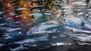 Colorful Iridescent Multi-colored Reflections on Ice Texture photo