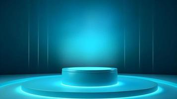 Turquoise Podium with Spotlight Background photo