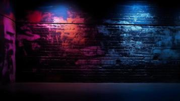 Neon Light Art Plastered Black Wall Texture Background photo