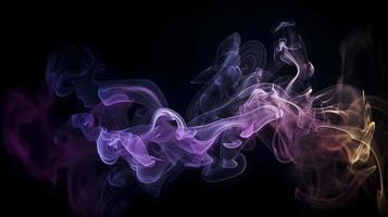 Abstract Futuristic Dark Background with Neon Glow and Purple Smoke photo